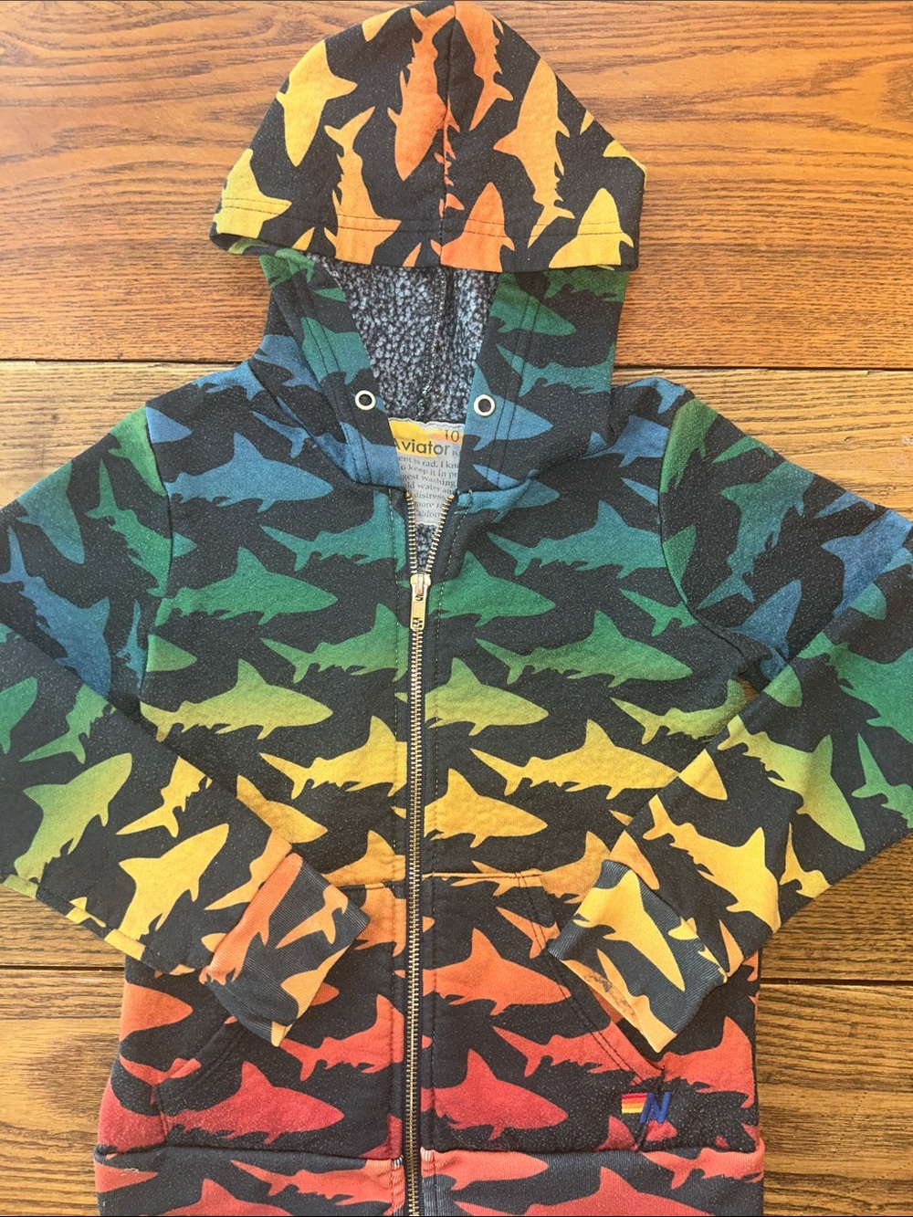 Very Rare Aviator Nation Kids Shark 🦈 Camo Zip Hoodie Made in USA 🇺🇸